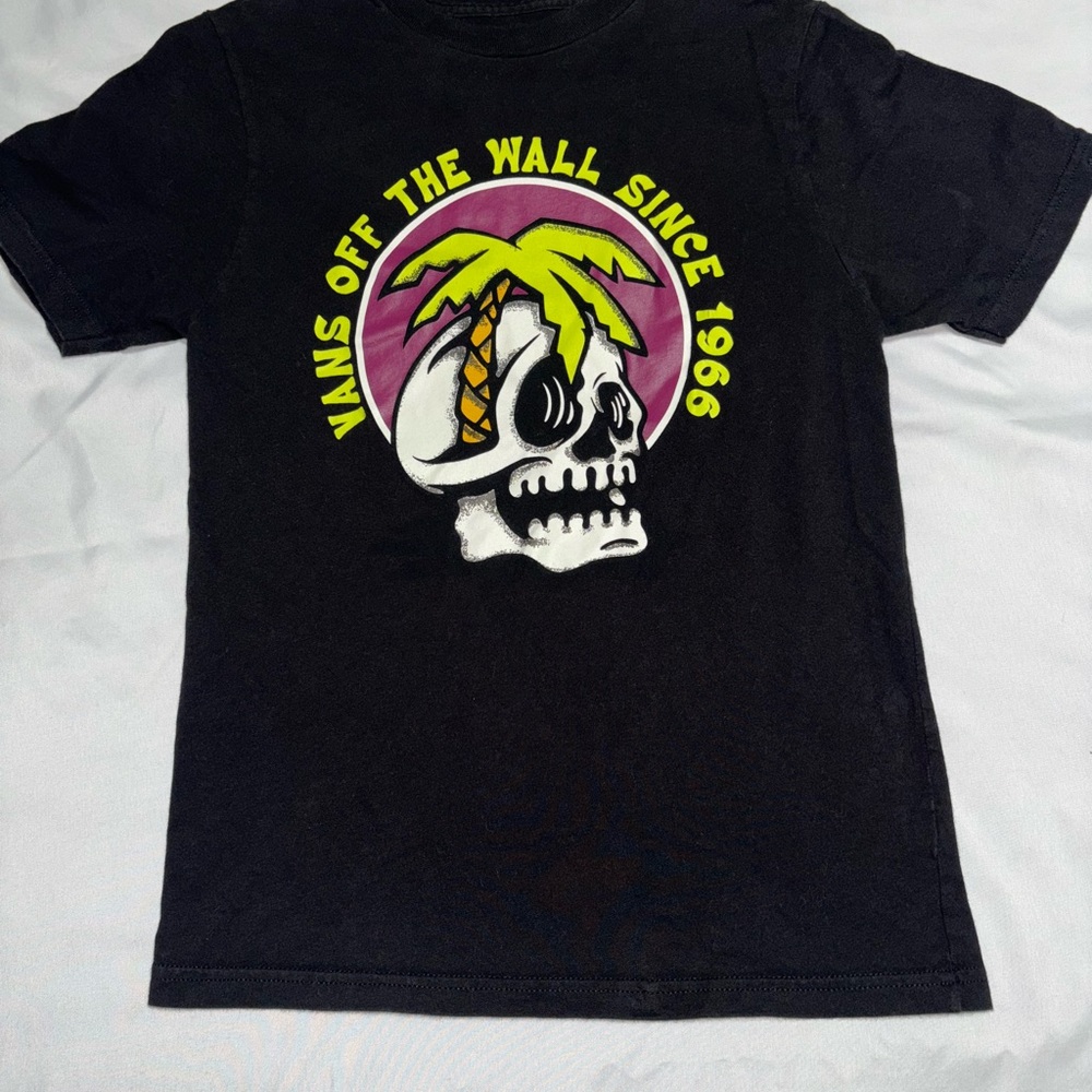 Youth Vans Black Graphic Tee with Skull Design - Picture 1 of 4